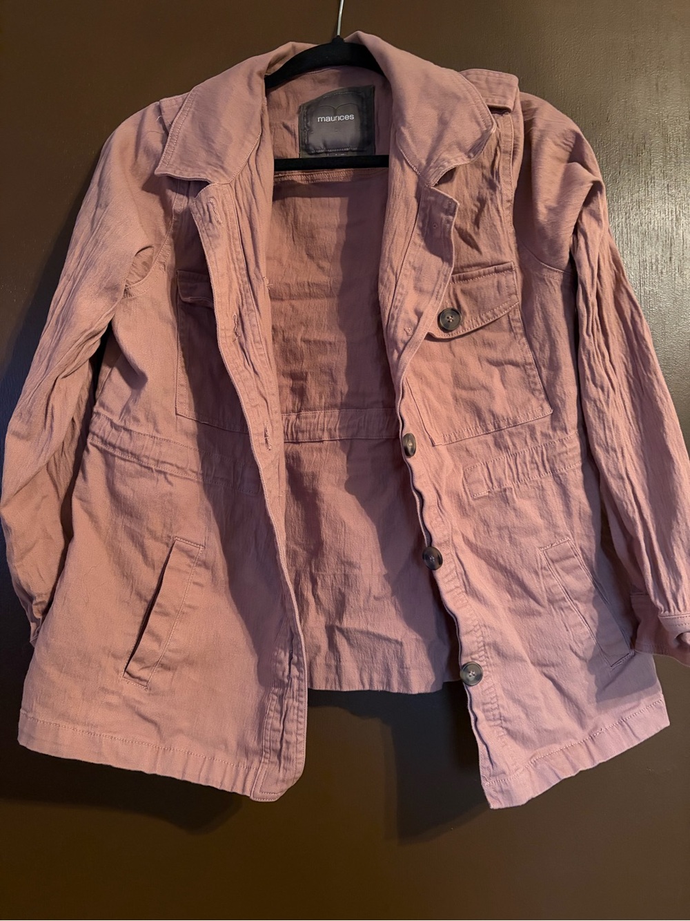 Maurices Dusty Mauve Casual Shirt Jacket